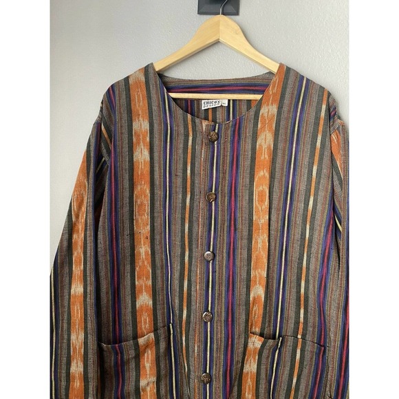 Chico's Design vintage Button jacket Med/Large stripes southwest Multi colors - Picture 6 of 7